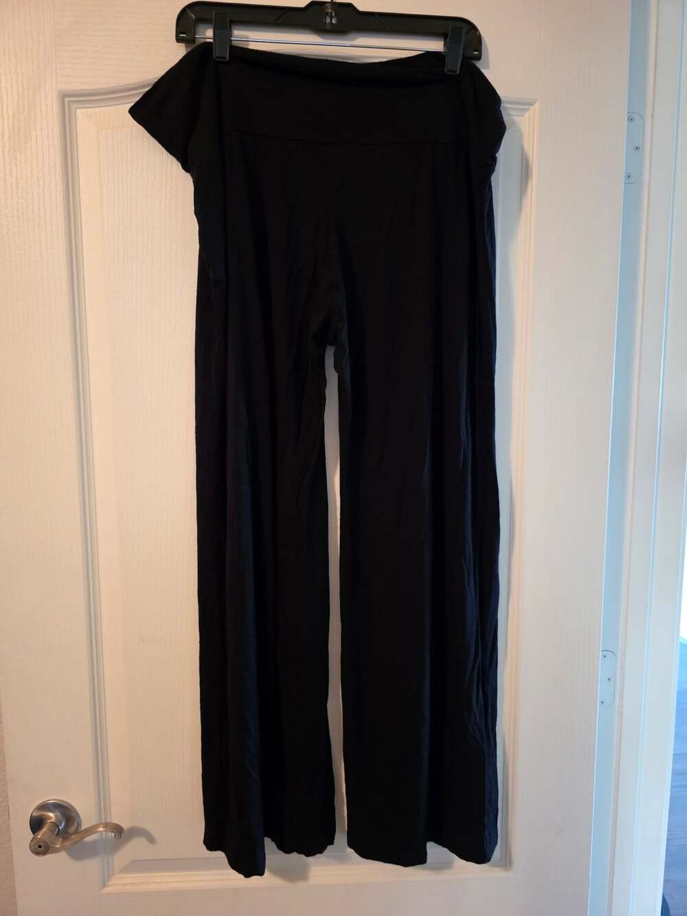 Popana Fold Over Yoga Pants Size 3X Black Wide Leg Palazzo Lounge